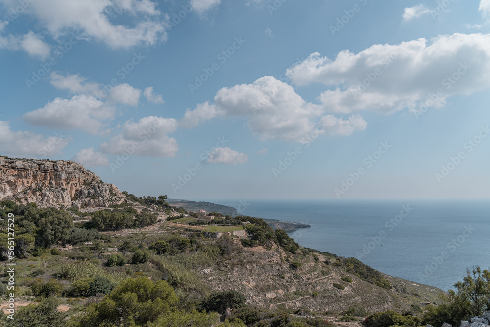 Panoramic view of the coastline of Malta