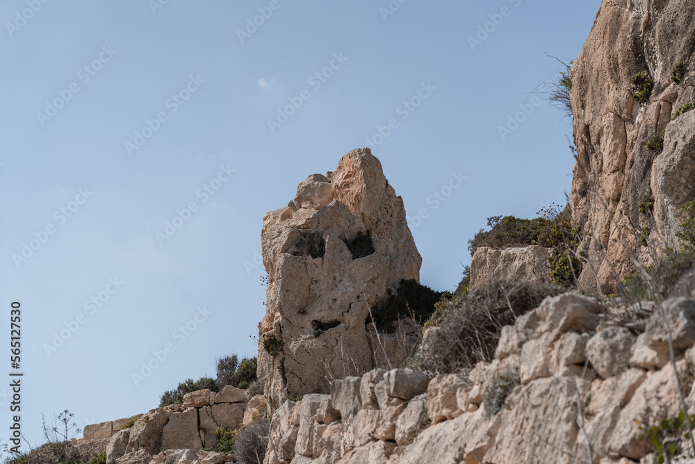 Human shaped rock in Malta near Dingli cliffs