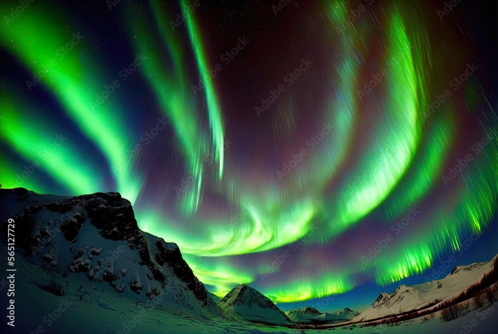 Magical and mystical northern lights. Aurora Borealis.	
