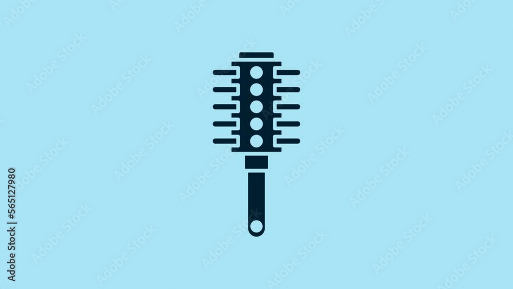 Blue Hairbrush icon isolated on blue background. Comb hair sign. Barber symbol. 4K Video motion graphic animation Blue Hairbrush icon isolated on blue background. Comb hair sign. Barber symbol. 4K Video motion graphic animation