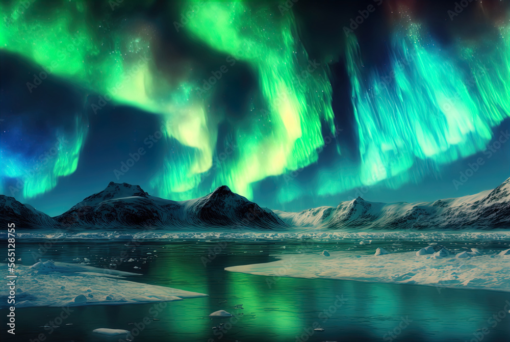 Magical and mystical northern lights. Aurora Borealis. Magical and mystical northern lights. Aurora Borealis.