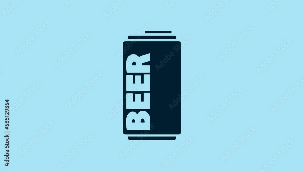 Blue Beer can icon isolated on blue background. 4K Video motion graphic animation Blue Beer can icon isolated on blue background. 4K Video motion graphic animation