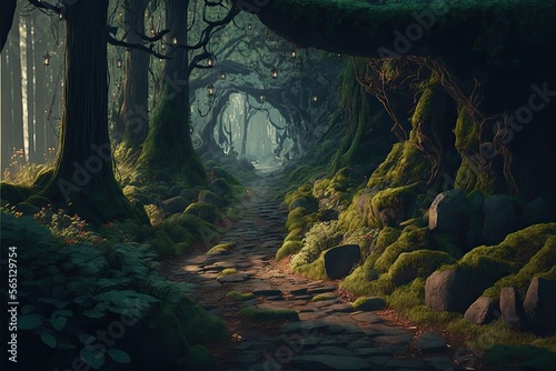 illustration of a fantasy forest - Created with generative ai  © Rieth