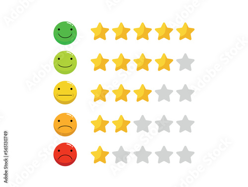 Emoticons icons set. Emoji faces collection. Emojis flat style. Happy, smile, neutral, sad and angry emoji. feedback rating emotion customer satisfaction rating