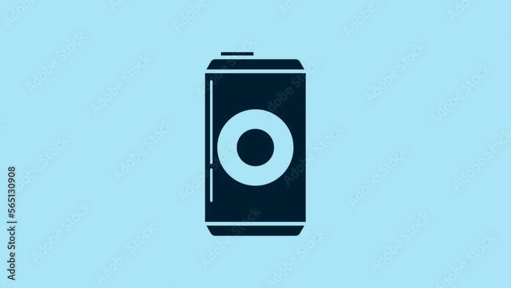 Blue Beer can icon isolated on blue background. 4K Video motion graphic animation Blue Beer can icon isolated on blue background. 4K Video motion graphic animation
