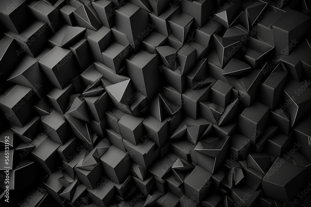 Black matte polygonal background, generative Ai. Black matte polygonal background, generative Ai.