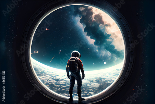 astronaut watching the galaxy.generative ai technology 