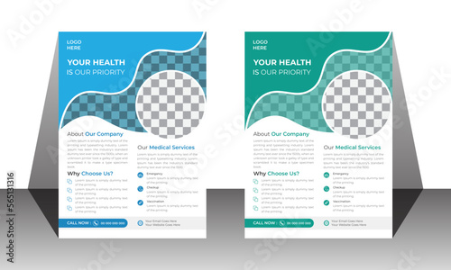 Creative modern medical  flyer, cover design layout space for photo background, poster flyer pamphlet, A4 size colorful vector design.