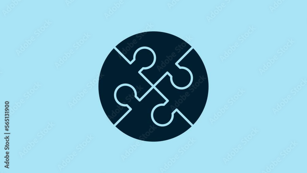 Blue Piece of puzzle icon isolated on blue background. Business, marketing, finance, template, layout, infographics, internet concept. 4K Video motion graphic animation Blue Piece of puzzle icon isolated on blue background. Business, marketing, finance, template, layout, infographics, internet concept. 4K Video motion graphic animation
