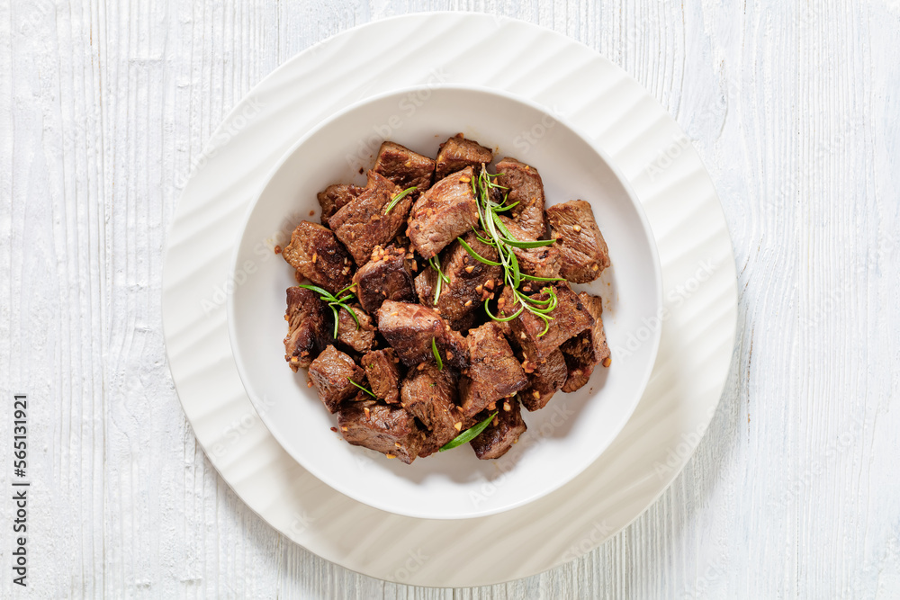 seared juicy new york strip steak bites seared juicy new york strip steak bites