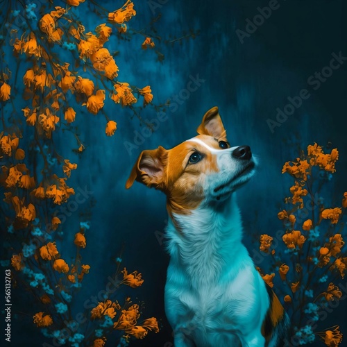 An Orange Dog In A cyan Room - Generative AI © Fernando