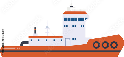 Water transport. Small cargo boat. Ferry ship icon