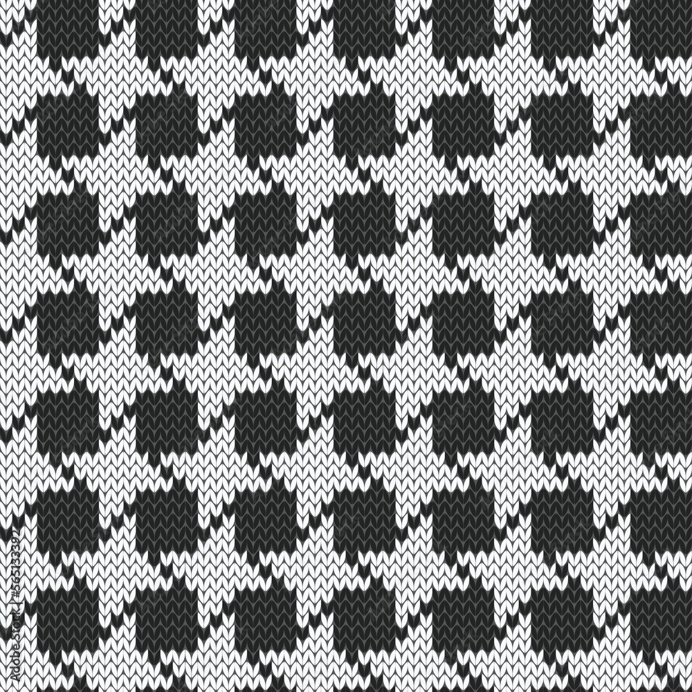 Pepita knitted jacquard seamless pattern for knitwear design. Black and white graphical vector illustration. Pepita knitted jacquard seamless pattern for knitwear design. Black and white graphical vector illustration.