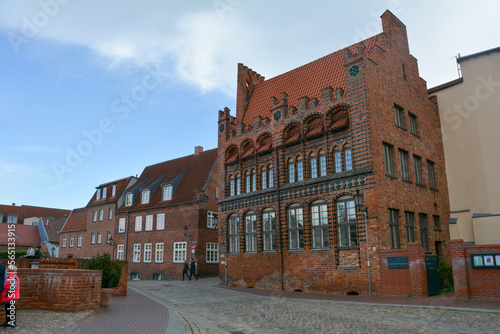 Buildings on a street in the historic old town of Wismar