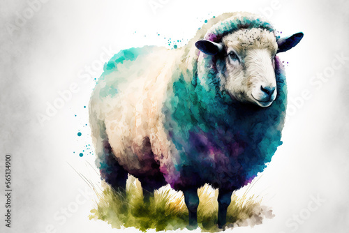 Wallpaper Mural portrait of a sheep in aquarelle style, ai generated Torontodigital.ca