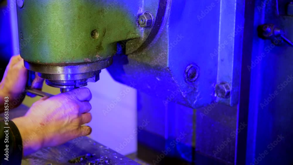 Lathe Machine Operator Performing Machining Operations Stock Video