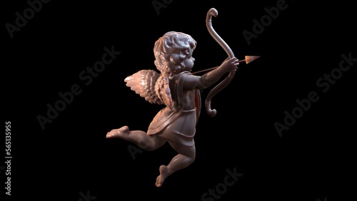 ceramic angel cupid for valentine's day 3d render