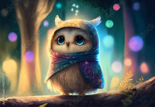 A very cute Merlin,illustration,created with Generative AI Technology photo