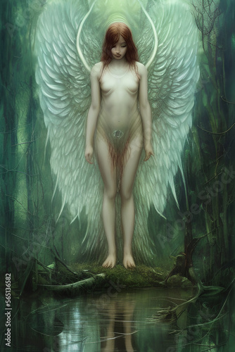Sad angel by the pond © ioannis