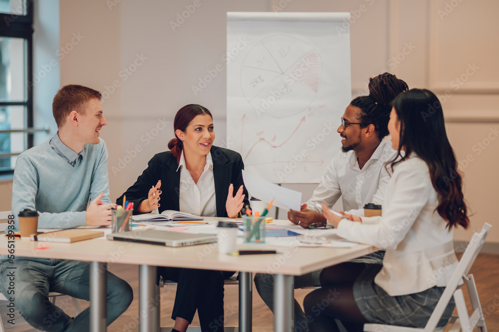 Multiracial business team having a meeting in office