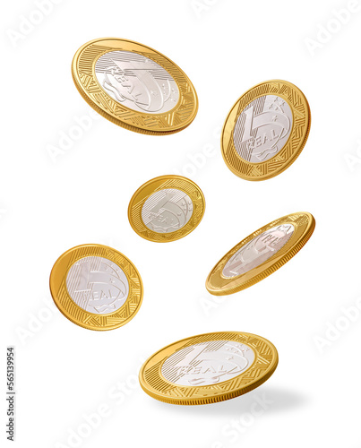 Brazilian real money coin in realistic 3d render photo