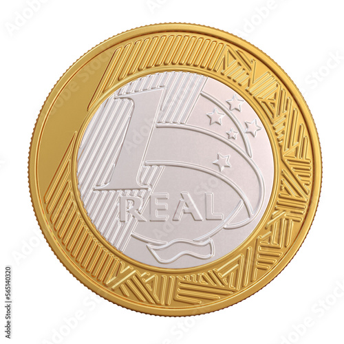 Brazilian real money coin in realistic 3d render photo