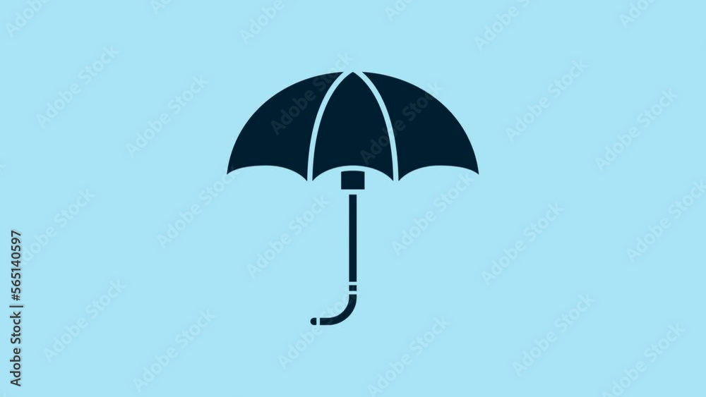 Blue Classic elegant opened umbrella icon isolated on blue background. Rain protection symbol. 4K Video motion graphic animation Blue Classic elegant opened umbrella icon isolated on blue background. Rain protection symbol. 4K Video motion graphic animation