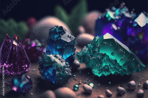 blue green and pink crystal