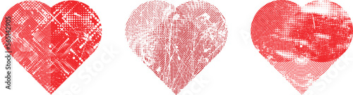 Glitch distorted heart shape . Minimal art design . Noise destroyed heart logo . Trendy defect error shapes . Glitched frame .Broken effect . Grunge texture . Distress effect .vector photo