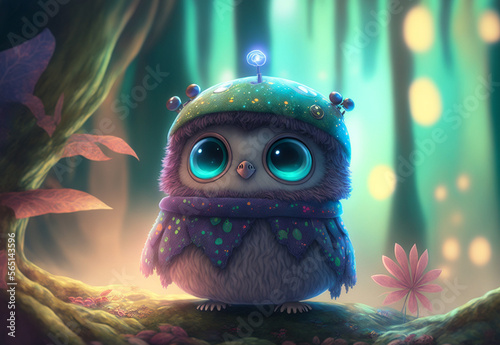 A very cute Merlin,illustration,created with Generative AI Technology photo