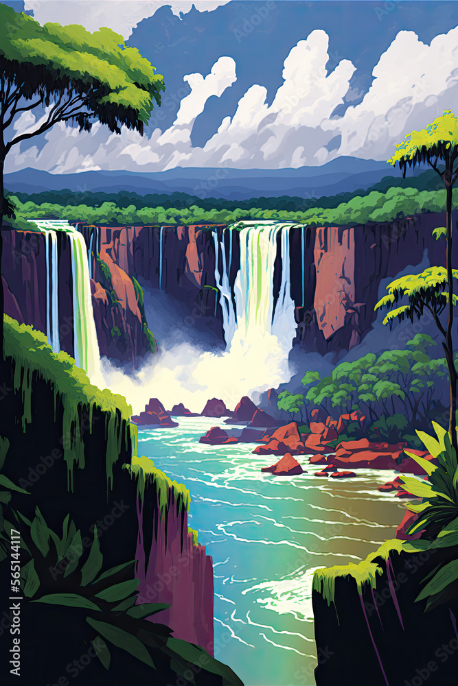 Naklejka premium Nature's Canvas: A Beautiful Landscape with a river and an amazing sky.