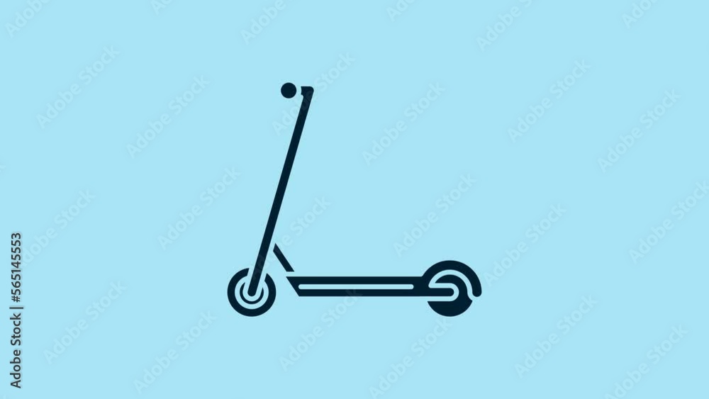 Blue Scooter icon isolated on blue background. 4K Video motion graphic animation Blue Scooter icon isolated on blue background. 4K Video motion graphic animation