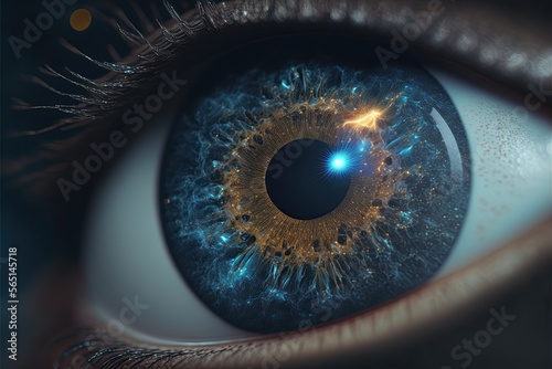 The Eye of the Cosmos - Iris Art Concept. Generative AI.