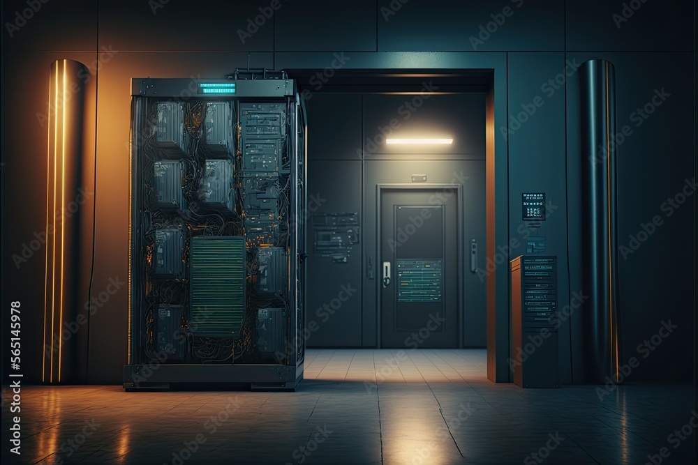 Server Room Interior. Generative AI. Server Room Interior. Generative AI.