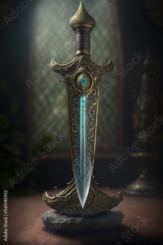 Foto Magical Fantasy Dagger Sword. Generative AI.