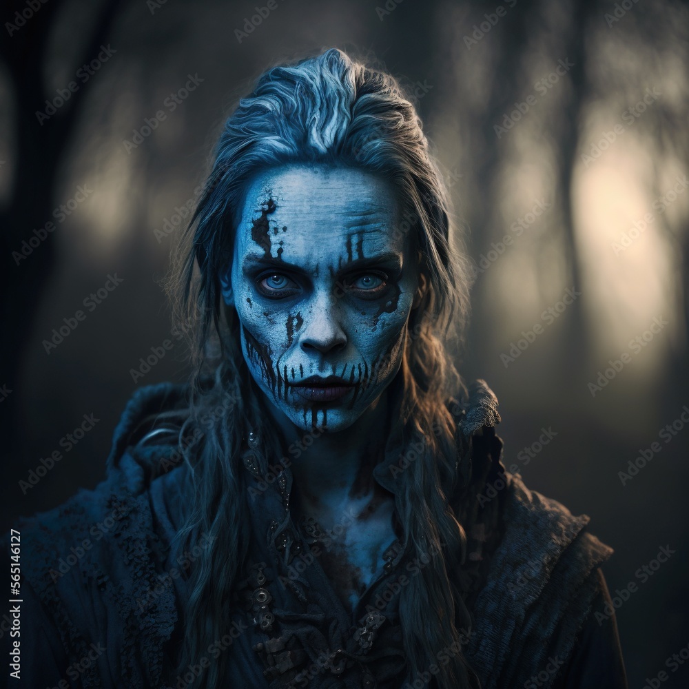 Female Jinn Blue Scary Genie