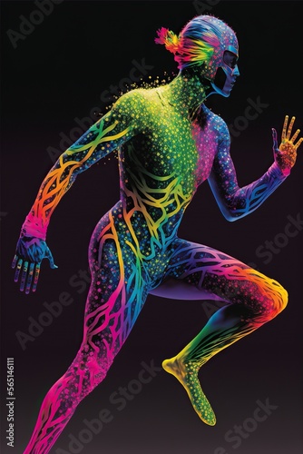 Man in Neon Paint Body Suit. Generative AI. © Henry Letham