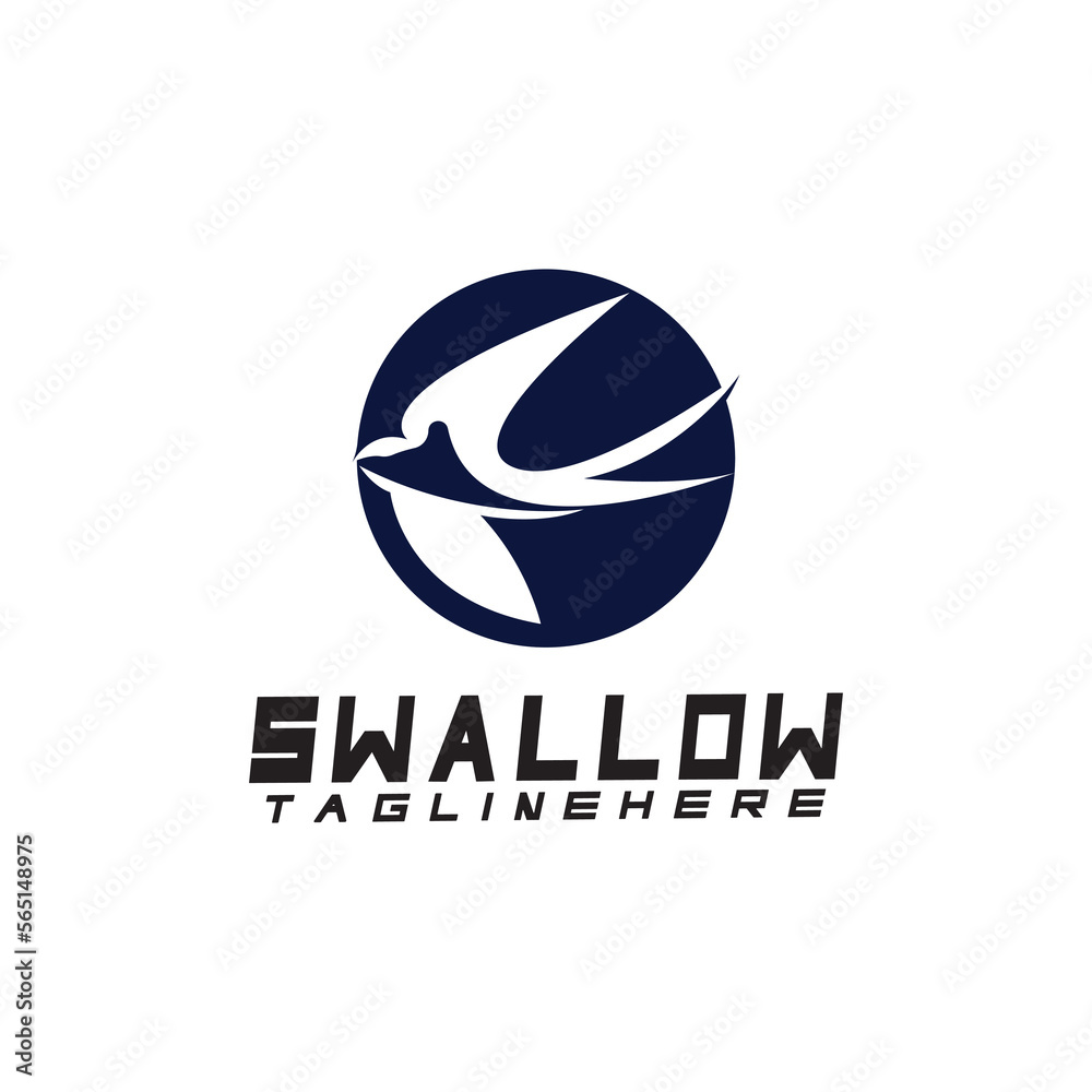 Swallow logo. silhouette swallow flying logo vector isolated white background