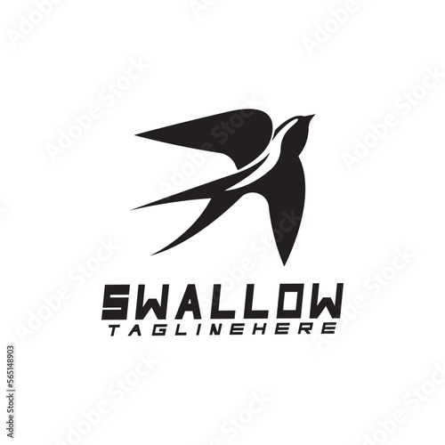 Swallow logo. silhouette swallow flying logo vector isolated white background