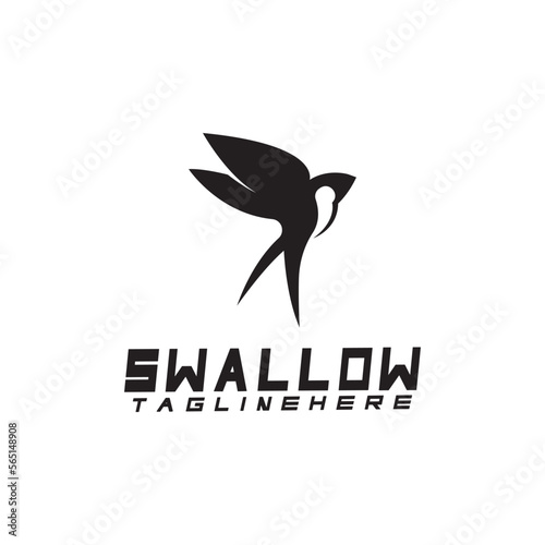 Swallow logo. silhouette swallow flying logo vector isolated white background