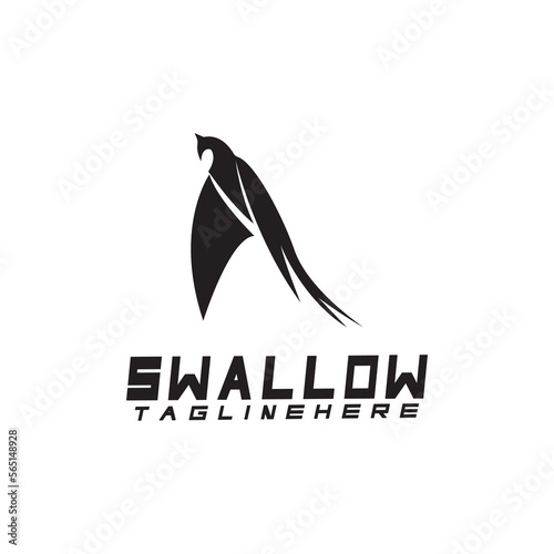 Swallow logo. silhouette swallow flying logo vector isolated white background