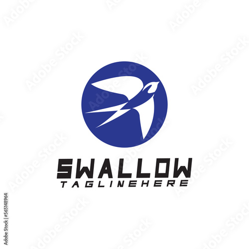 Swallow logo. silhouette swallow flying logo vector isolated white background