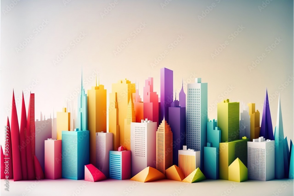 A miniature city skyline, vector art - Generative AI