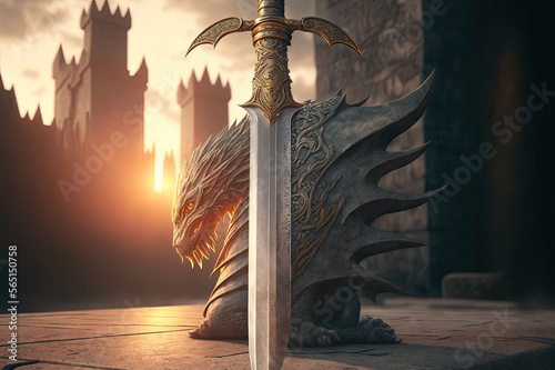 Ancient sword, genrated by ai photo