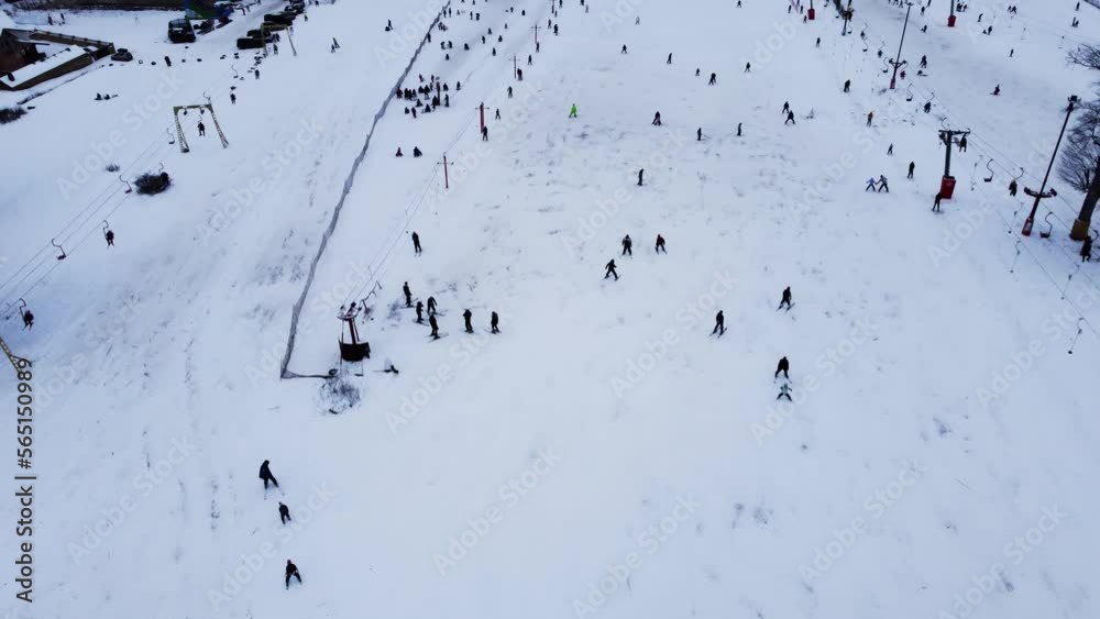 Aerial Over The Ski Resort, Ski Lift, Slope Way. Aerial Over The Ski Resort, Ski Lift, Slope Way.
