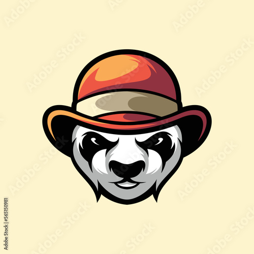 Panda Bowhat Mascot Design Vector