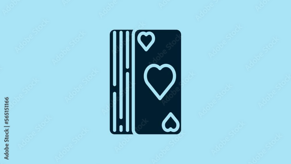 Blue Deck of playing cards icon isolated on blue background. Casino gambling. 4K Video motion graphic animation Blue Deck of playing cards icon isolated on blue background. Casino gambling. 4K Video motion graphic animation