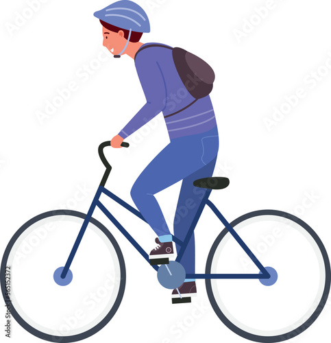 Kid riding bicycle in safety helmet. Boy activity