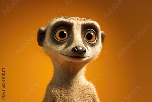 Cute 3D Cartoon meerkat character. Generative AI