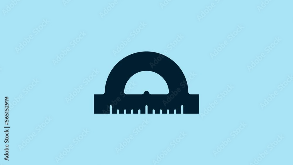 Blue Protractor grid for measuring degrees icon isolated on blue background. Tilt angle meter. Measuring tool. Geometric symbol. 4K Video motion graphic animation